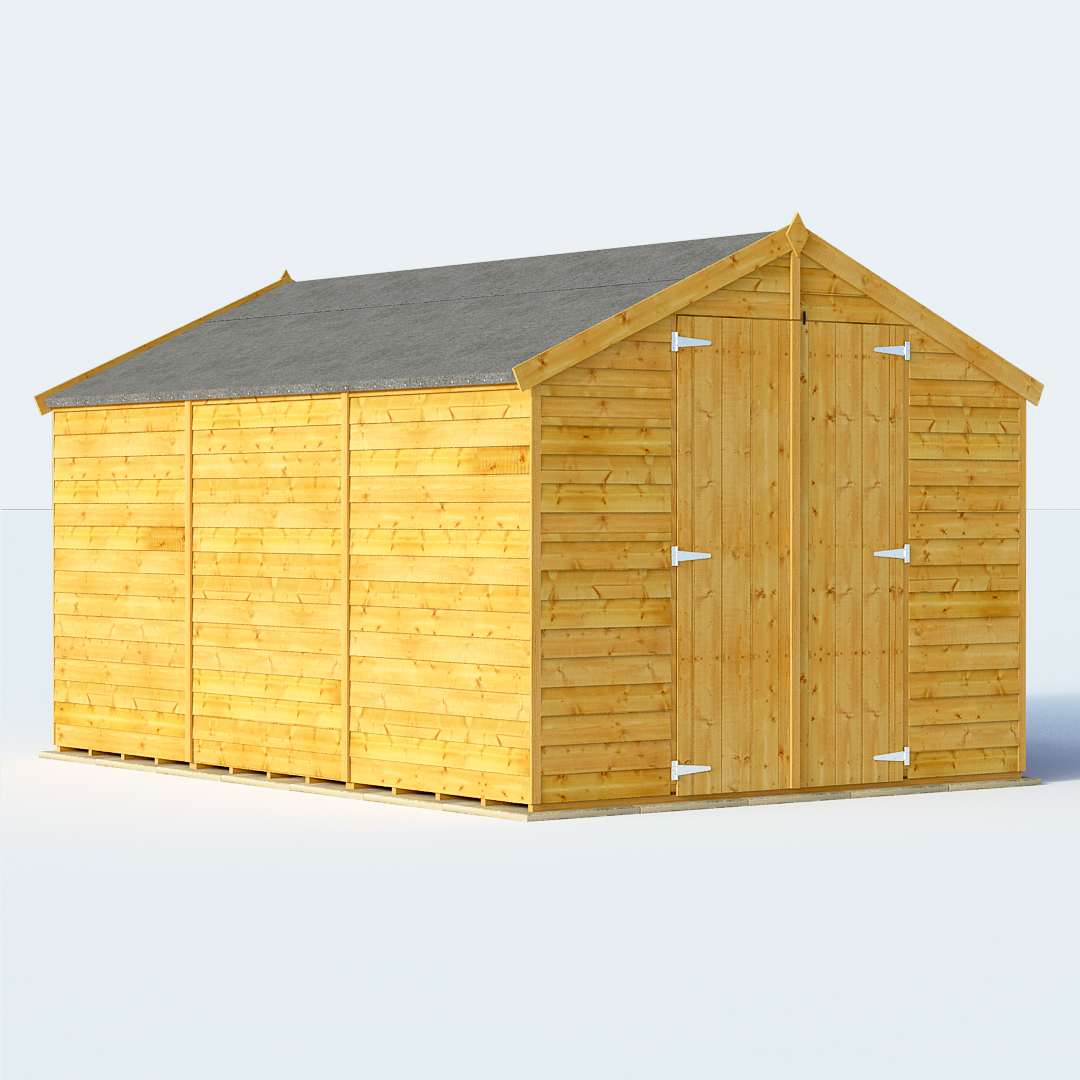 BillyOh 12 x 8 Keeper Overlap Apex Garden Shed Windowless