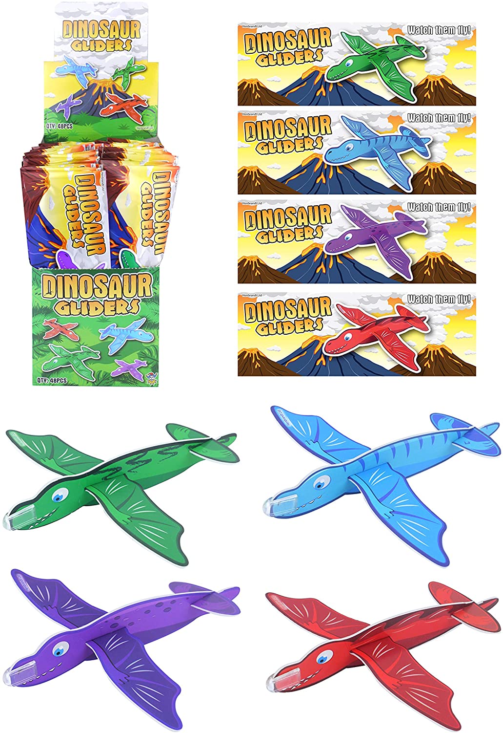 Henbrandt Dinosaur Gliders - 12x Gliders Dinoaur