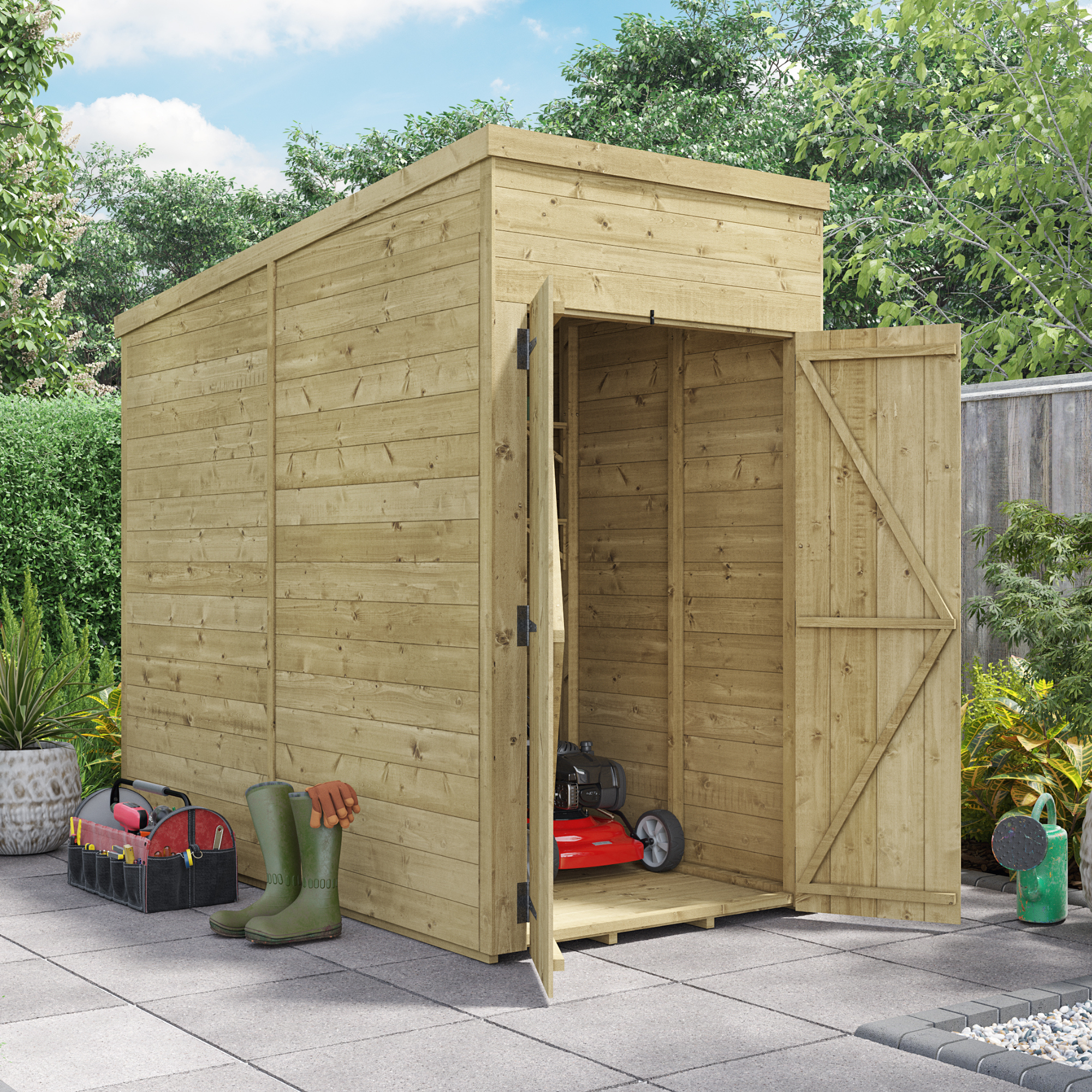 BillyOh Switch Tongue and Groove Pent Shed - 4x8 Windowless