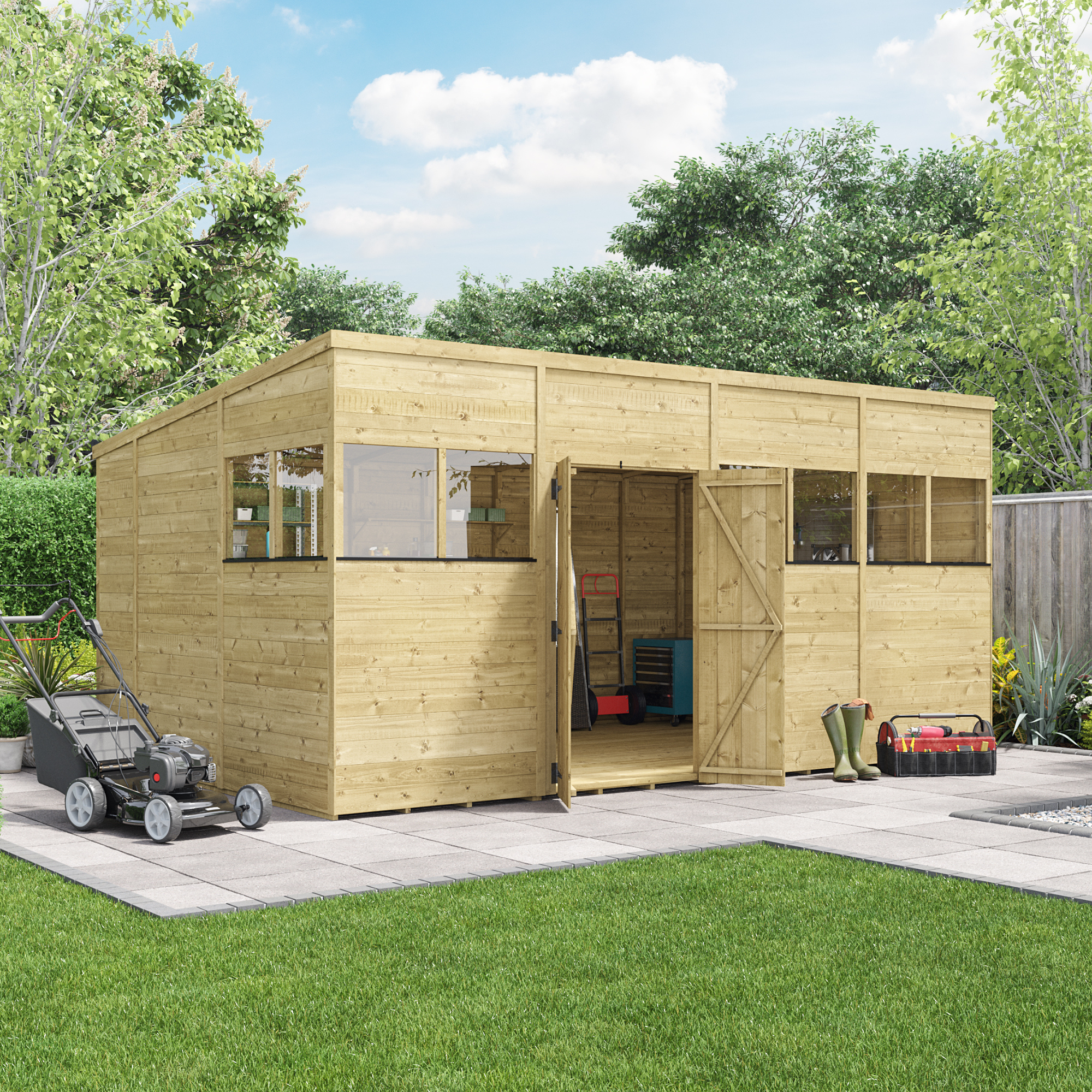 BillyOh Switch Tongue and Groove Pent Shed - 16x10 Windowed 11mm