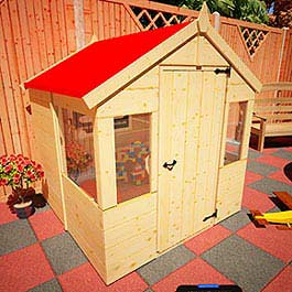 Mad Dash Strawberry Playhouse 4' 3 x 4' 2 Wooden Playhouse