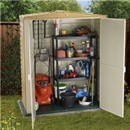 BillyOh Retford 5' Fronted Premium Woodgrain Apex Plastic Shed Inc Moulded Floor