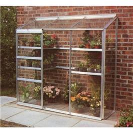 Halls Silver Aluminium Lean to Magnum 6x2 Greenhouse Toughened Short Pane