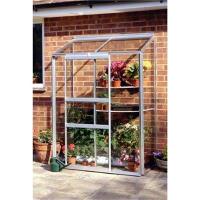Halls Silver Aluminium Lean to Wall Garden 4 x 2 Metal Greenhouse