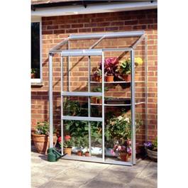 Silver Aluminium Lean to Wall Garden Magnum 4 x 2 Greenhouse Horticultural Short Pane