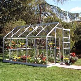 Halls Silver Aluminium Popular 10 x 6 Metal Greenhouse Toughened Glass