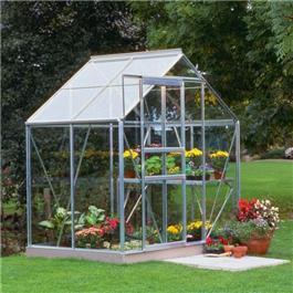 Halls Silver Aluminium Popular 4 x 6 Metal Greenhouse Toughened Glass