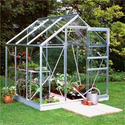 Halls Silver Aluminium Popular 6 x 6 Metal Greenhouse