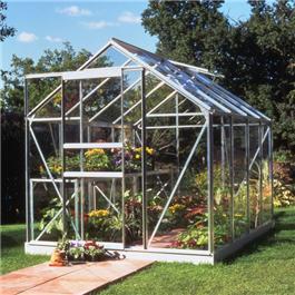 Halls Silver Aluminium Popular 8 x 6 Metal Greenhouse Horticultural Glass