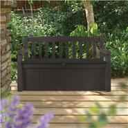 Keter Eden Plastic Garden Storage Bench Box - 265 Litre Capacity Brown 