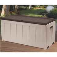 Keter Plastic Garden Storage Box with Seat - 340 Litre Capacity Brown/Beige