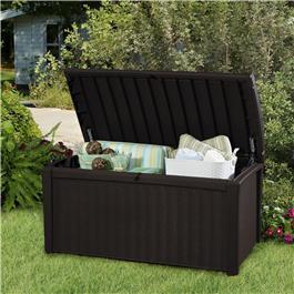 View the Keter Borneo Rattan Style 400L Garden Storage Box Brown