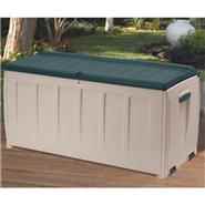 Keter Plastic Garden Storage Box with Seat - 340 Litre Capacity Green/ Beige