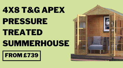 4x8 PT Harper Tongue and Groove Apex Summerhouse