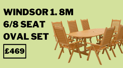 Windsor 1.8m 6/8 Seat Oval Extending Table Set