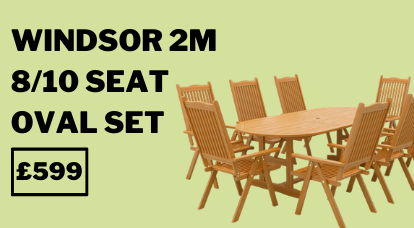 Windsor 2m 8/10 Seat Oval Extending Table Set