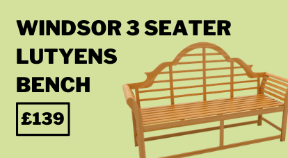Windsor 3 Seater Lutyens Wooden Garden Bench
