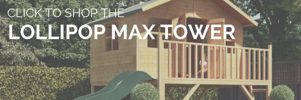 Lollipop max tower banner overlayed with white text