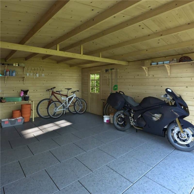 dual entrance wooden garage