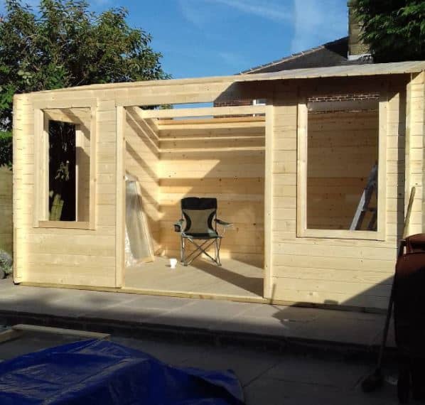 Log cabin under construction