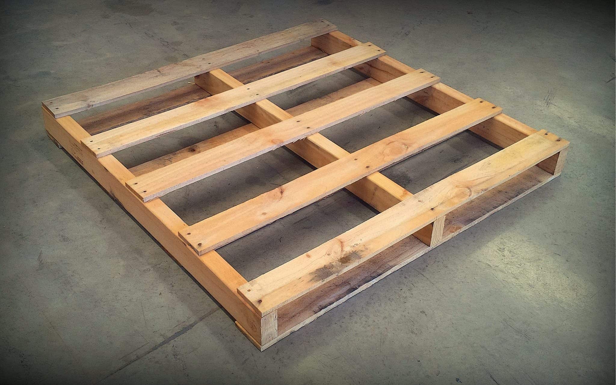 Timber frame base pallet on concrete floor