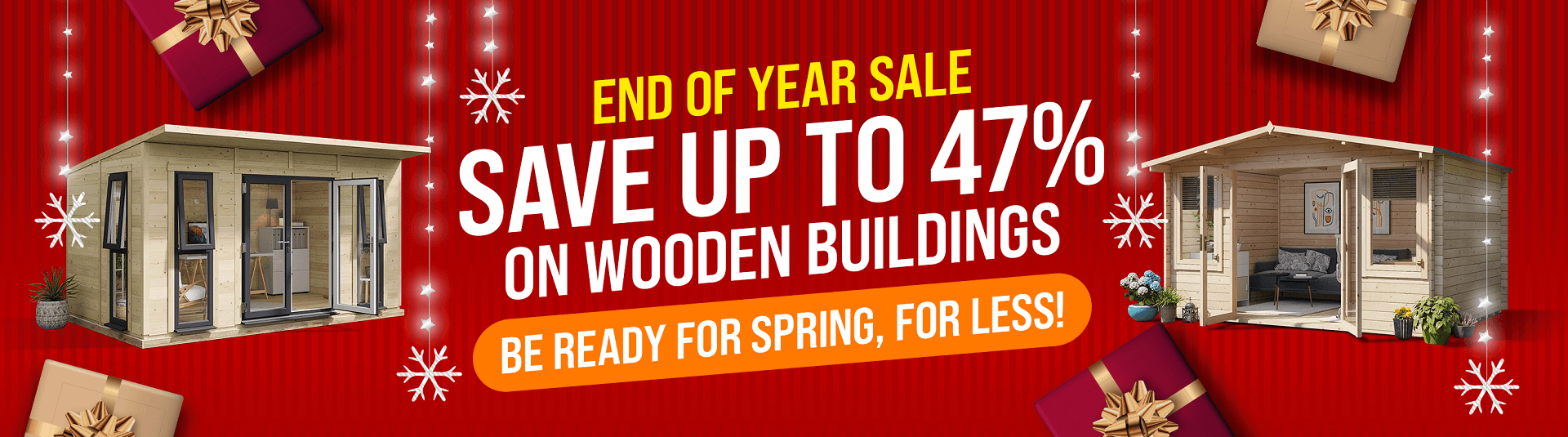 end of year sale save up to 47% on wooden buildings