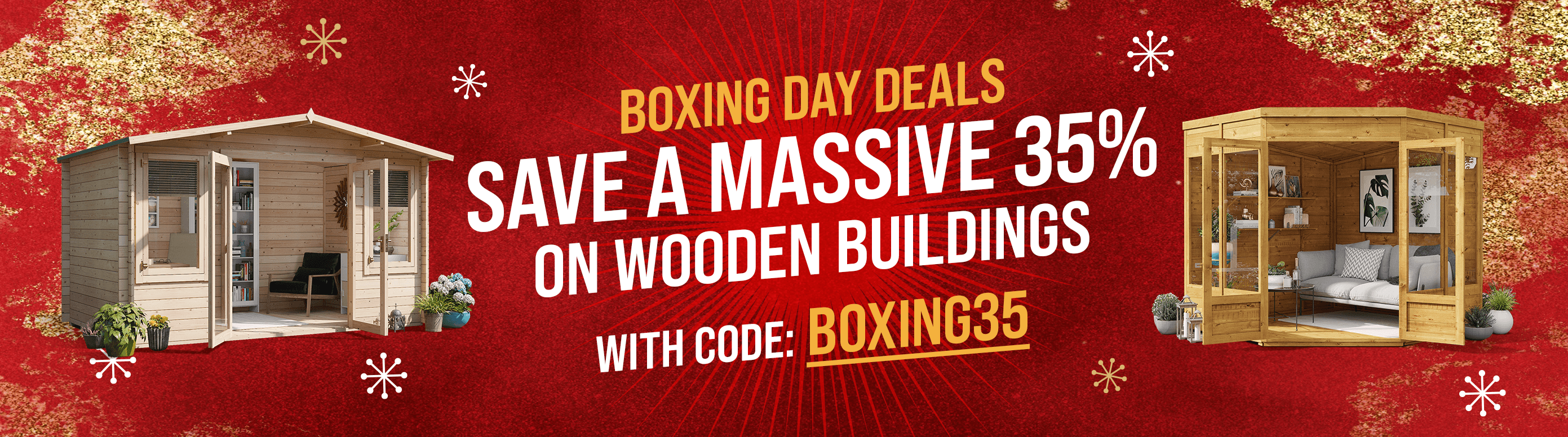 boxing day deals save a massive 35% on wooden buildings with code boxing35