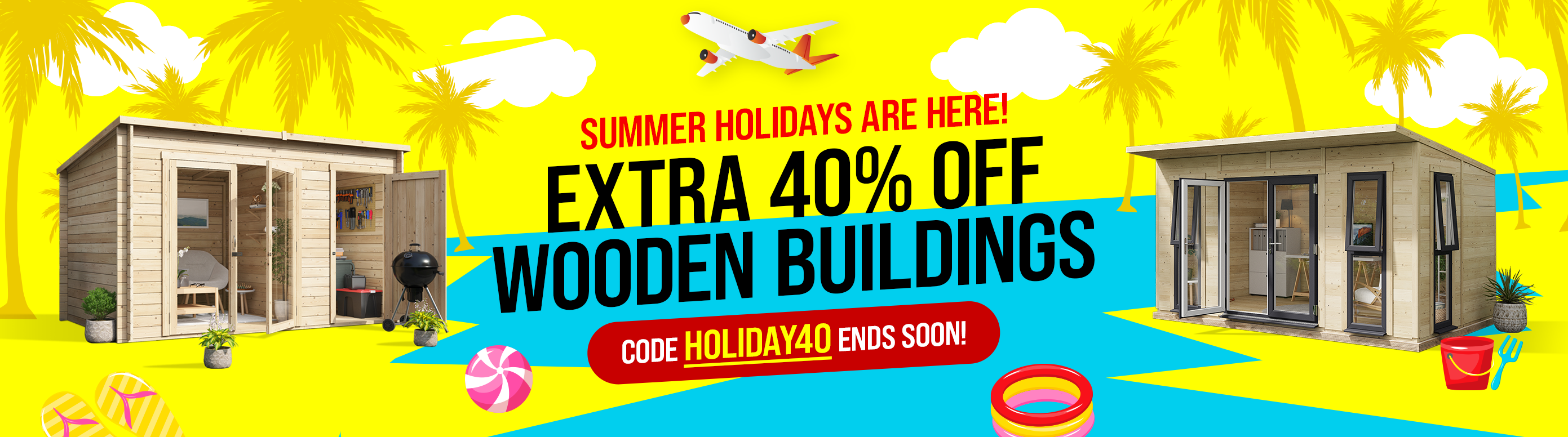 summer holidays extra 40% off wooden building with code holiday40