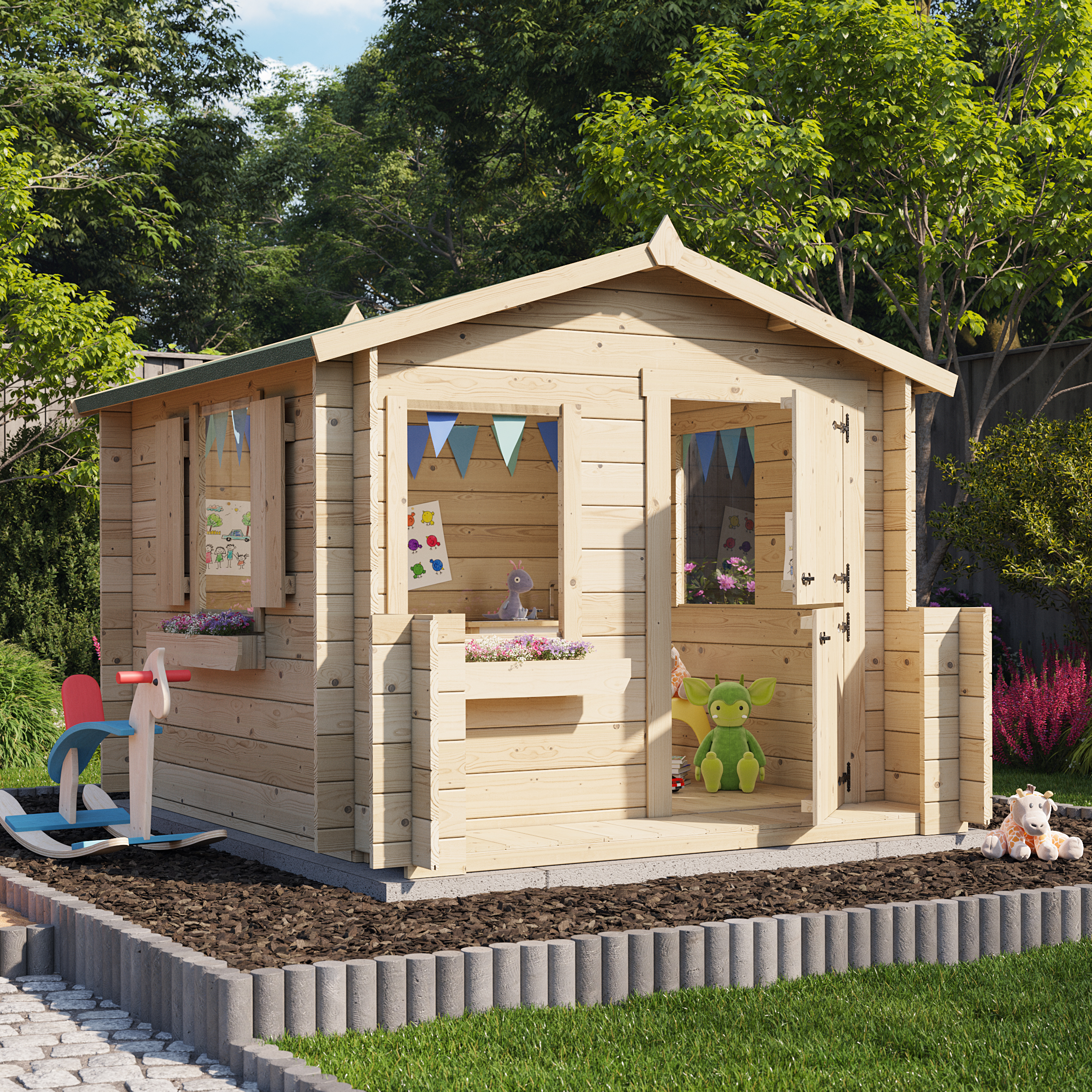 W2mxD2m 19mm Log Cabin Playhouse