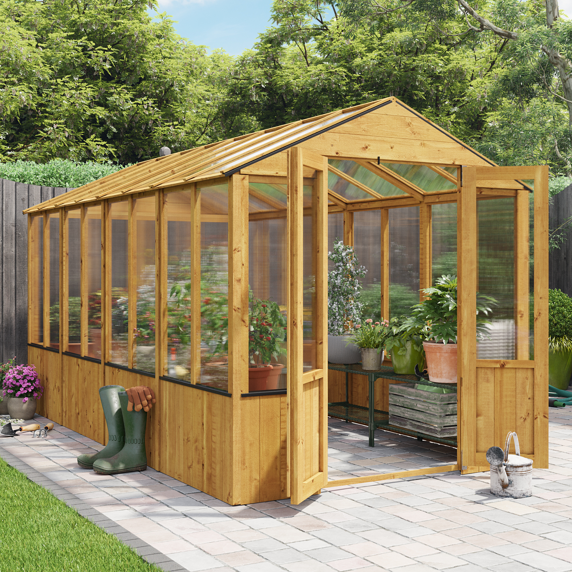 12x6 Wooden Polycarbonate Greenhouse | Lincoln 4000 BillyOh