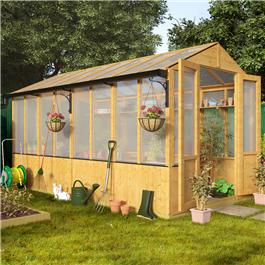 Lincoln Wooden Polycarbonate Greenhouse - 12 x 6 Lincoln Wooden Greenhouse BillyOh 4000