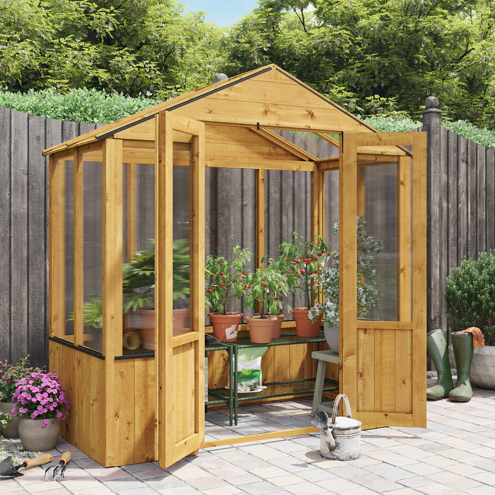 3x6 Wooden Polycarbonate Greenhouse with Opening Roof Vent | BillyOh 4000 Lincoln