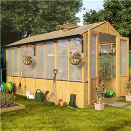 Lincoln Wooden Polycarbonate Greenhouse with Opening Roof Vent - 12 x 6 Lincoln Wooden Greenhouse BillyOh 4000