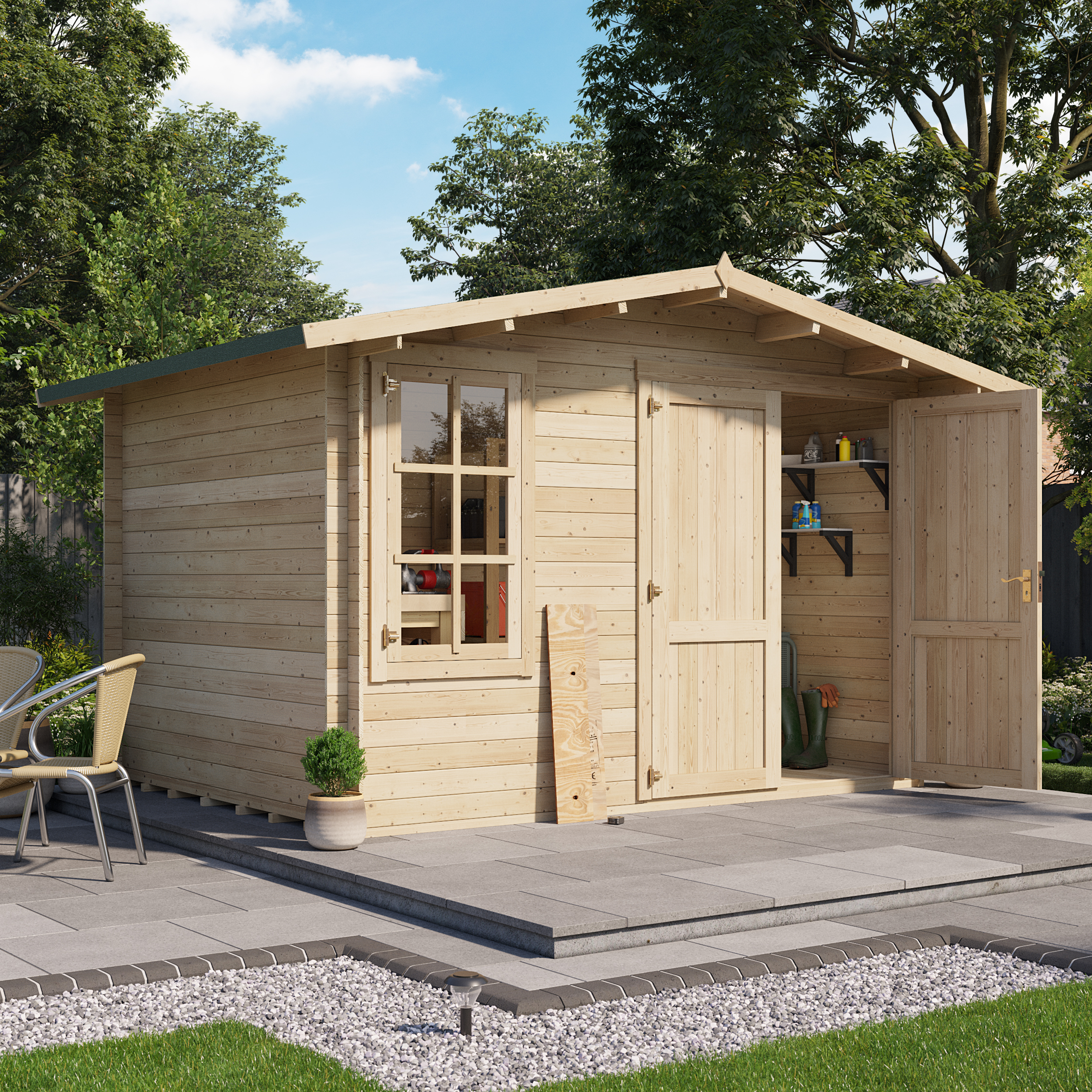 3.5 x 3 Log Cabin - BillyOh Alpine Workshop Log Cabin - W3.5 x D3.0 Wooden Garden Building