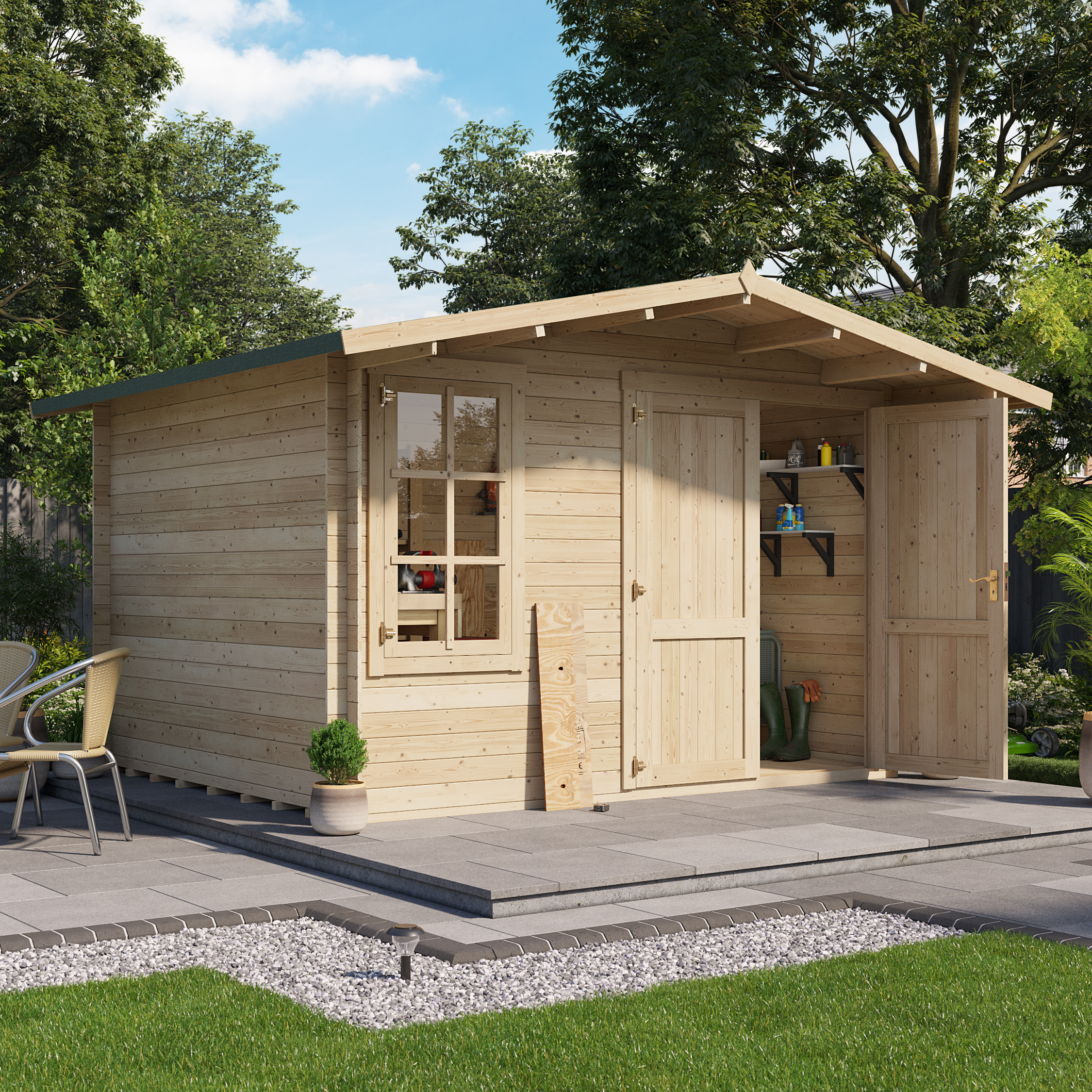 3.5 x 3.5 Log cabin - BillyOh Alpine Workshop Log Cabin - W3.5 x D3.5 Wooden Garden Building
