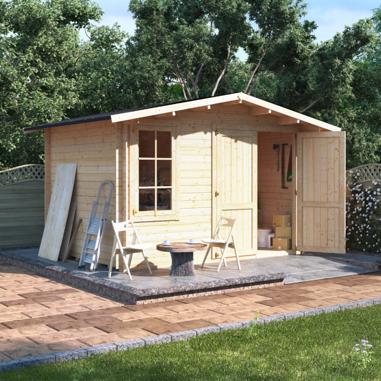 3.5 x 3 Log Cabin - BillyOh Alpine Workshop Log Cabin - W3.5 x D3.0 Wooden Garden Building