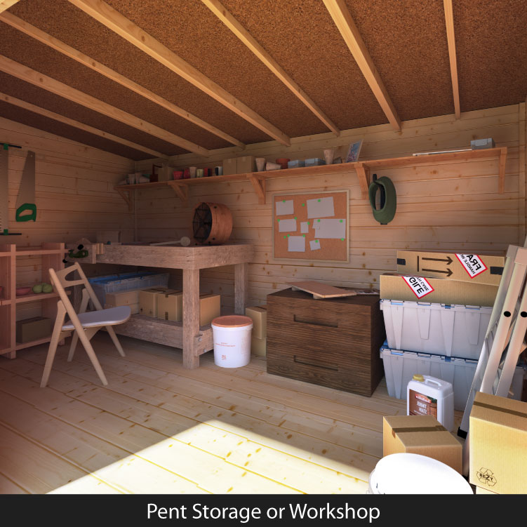BillyOh Pent Log Cabin Windowless Heavy Duty Shed Range 