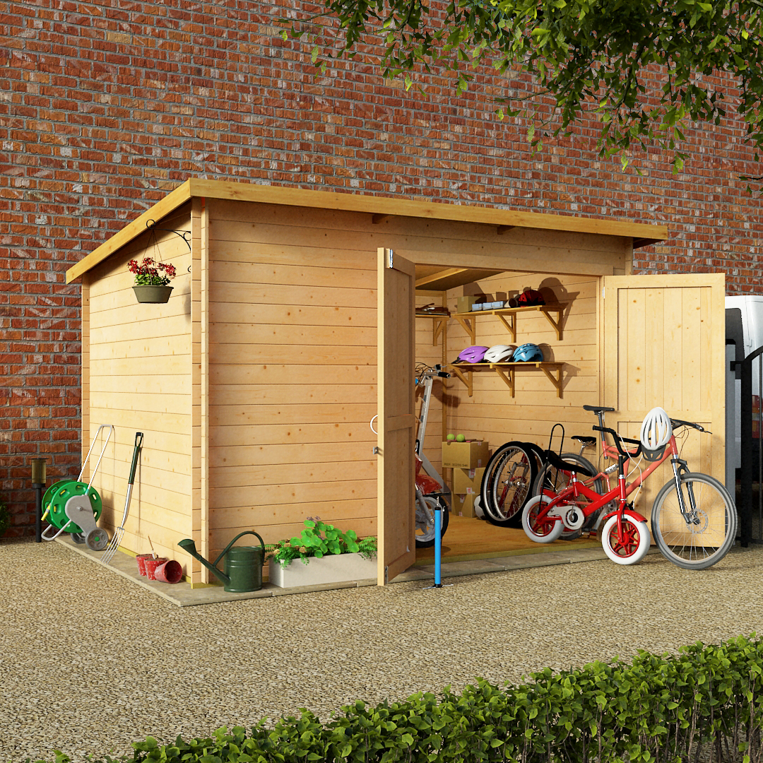 BillyOh 10 x 8 19mm Pent Log Cabin Windowless Heavy Duty