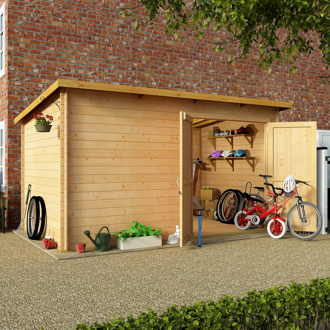 BillyOh 12 x 8 19mm Pent Log Cabin Windowless Heavy Duty
