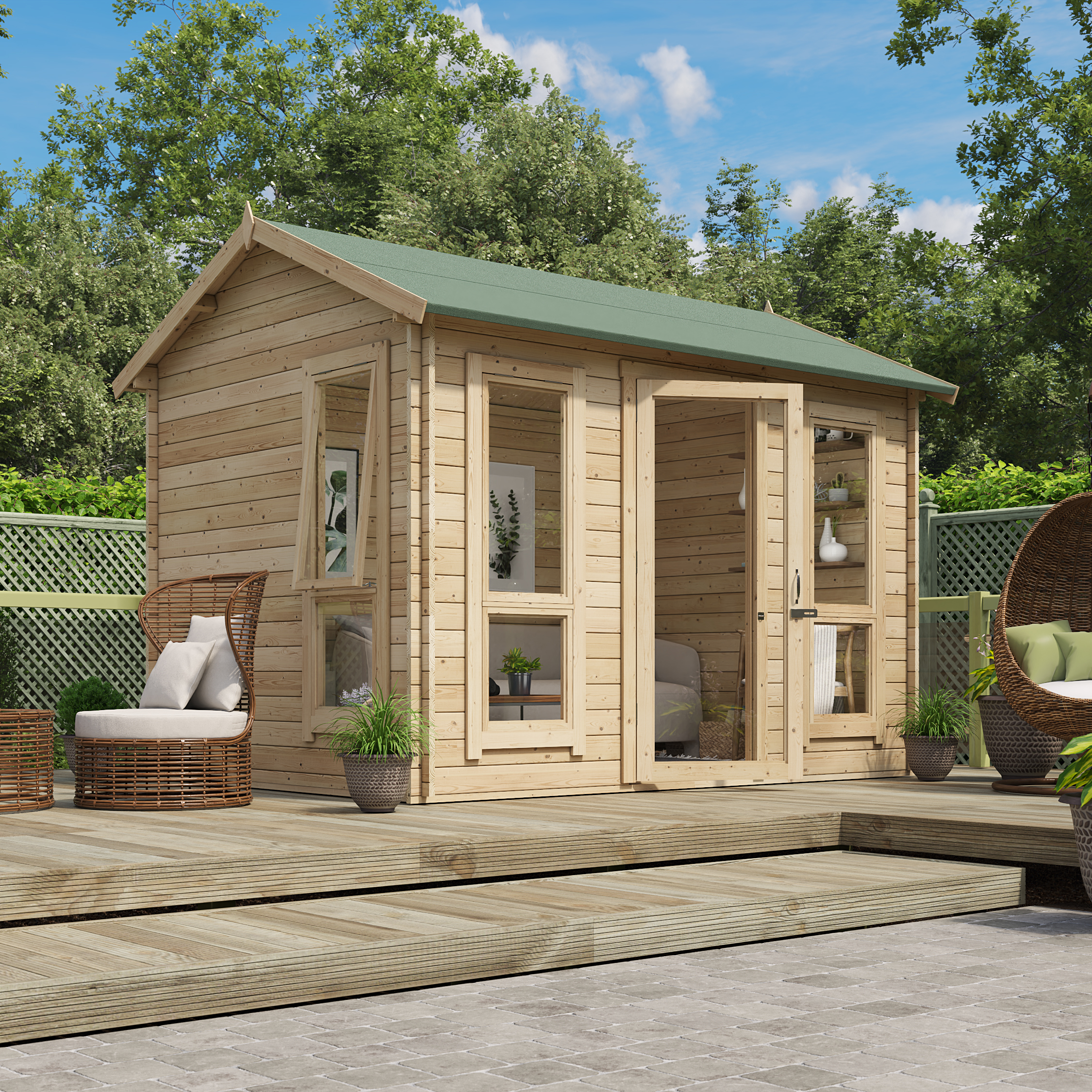 Click to view product details and reviews for 10 X 8 Pressure Treated Log Cabin Billyoh Darcy Log Cabin Summerhouse 10x8 Modern Single Door 28mm Reverse Apex Cabin.