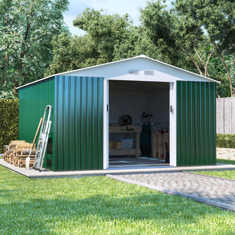 Billyoh Boxer Apex Metal Shed 10x11 Green