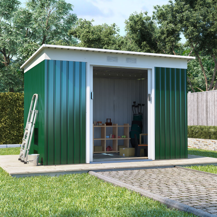 BillyOh Boxer Pent Metal Shed - 5x7 Dark Green