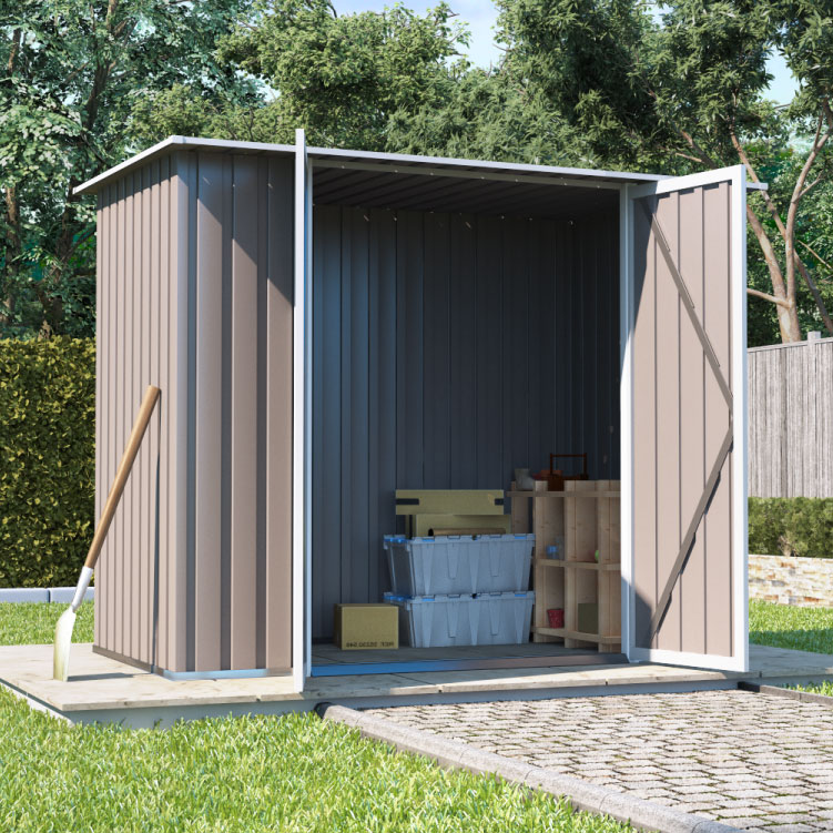 BillyOh Combo Pent Metal Shed - 3 x 5 Warm Grey