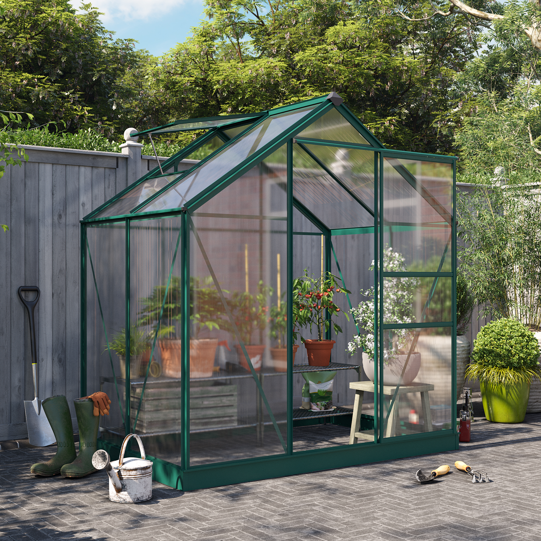BillyOh Rosette Hobby Aluminium Greenhouse - Single Sliding Door - 4 x 6 Green