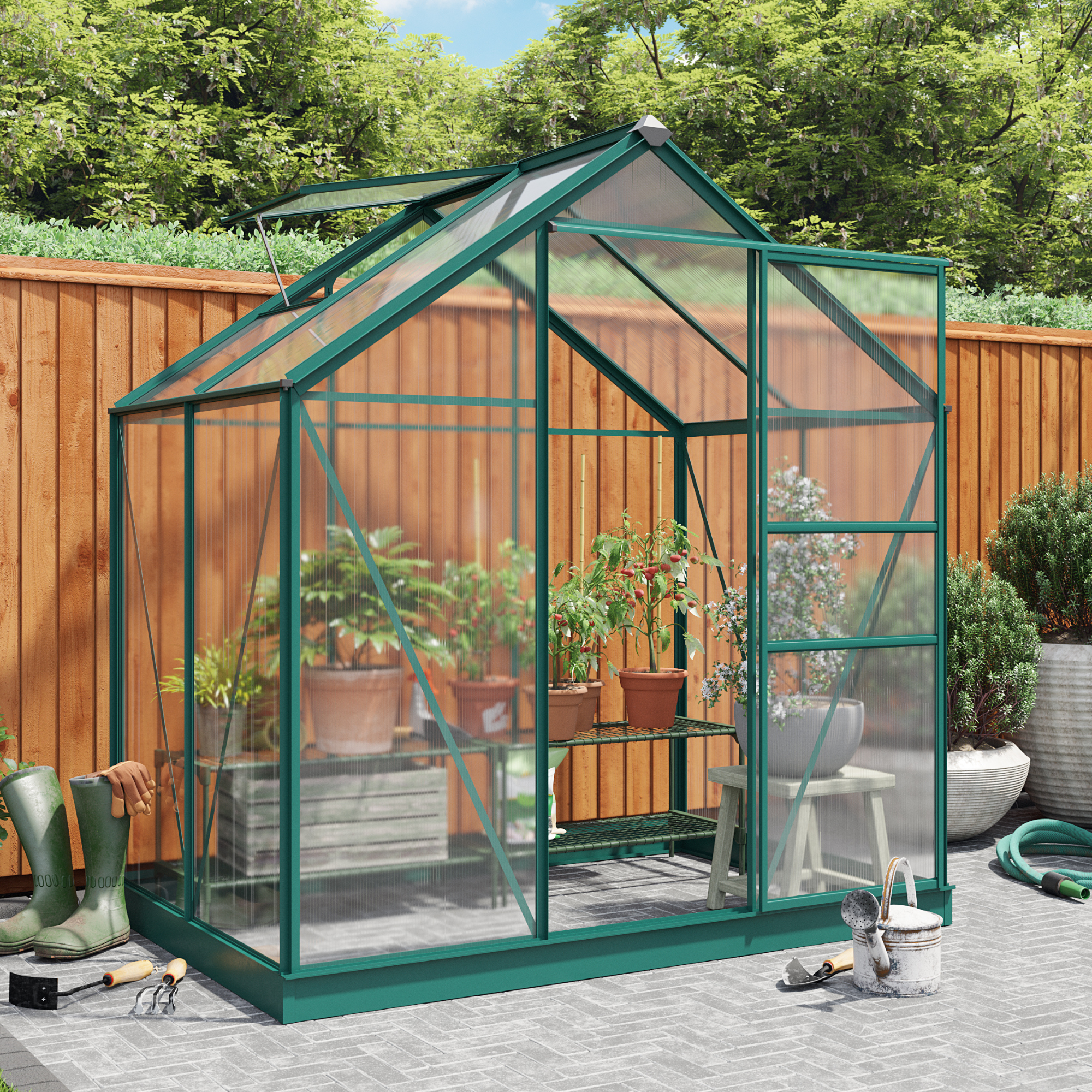 BillyOh Rosette Hobby Aluminium Greenhouse - Single Sliding Door - 4 x 6 Green
