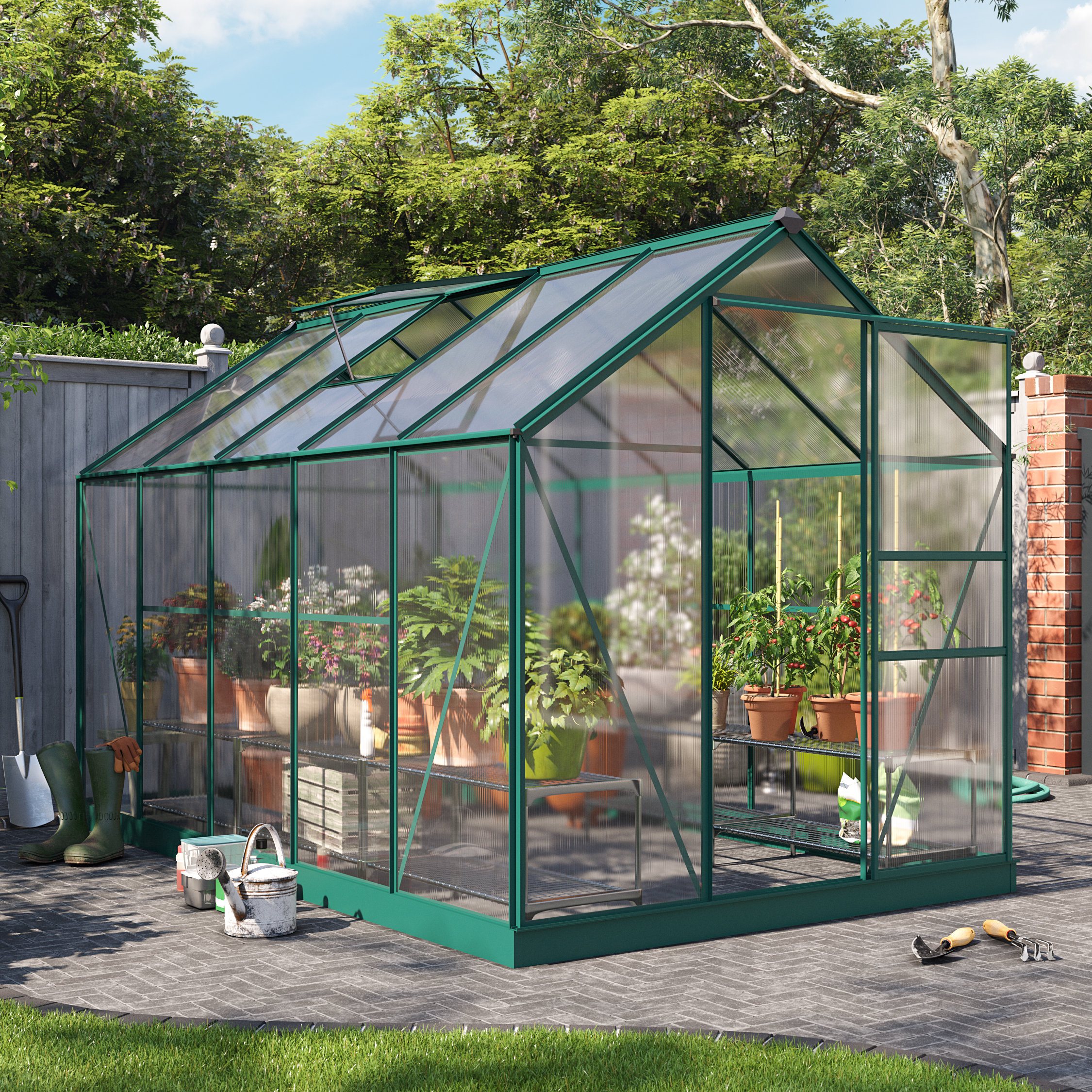 BillyOh Rosette Hobby Aluminium Greenhouse - Single Sliding Door - 10 x 6 Green