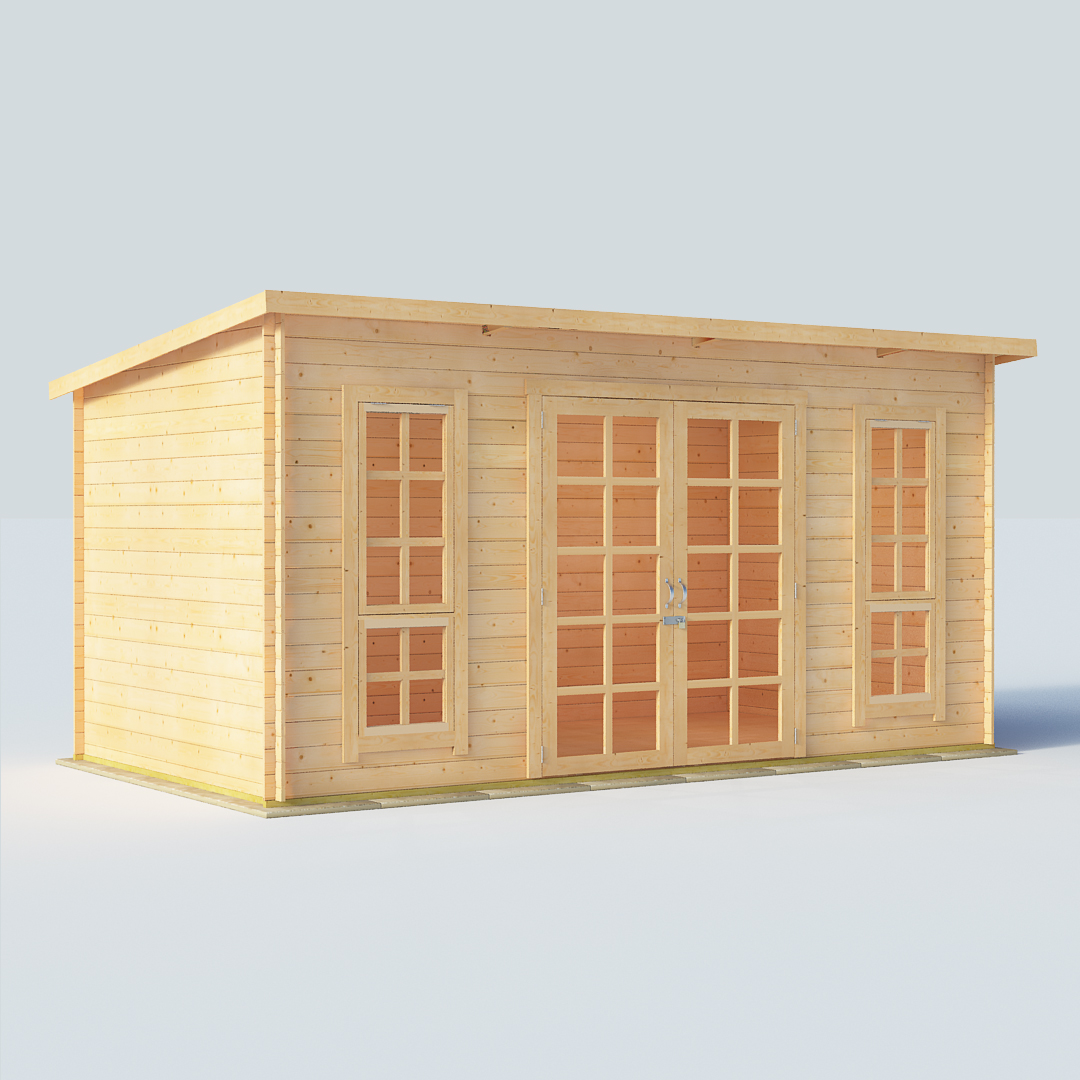 12x8 19mm T&G Pent Windowed - BillyOh Skinner Modern Log Cabin Summerhouse