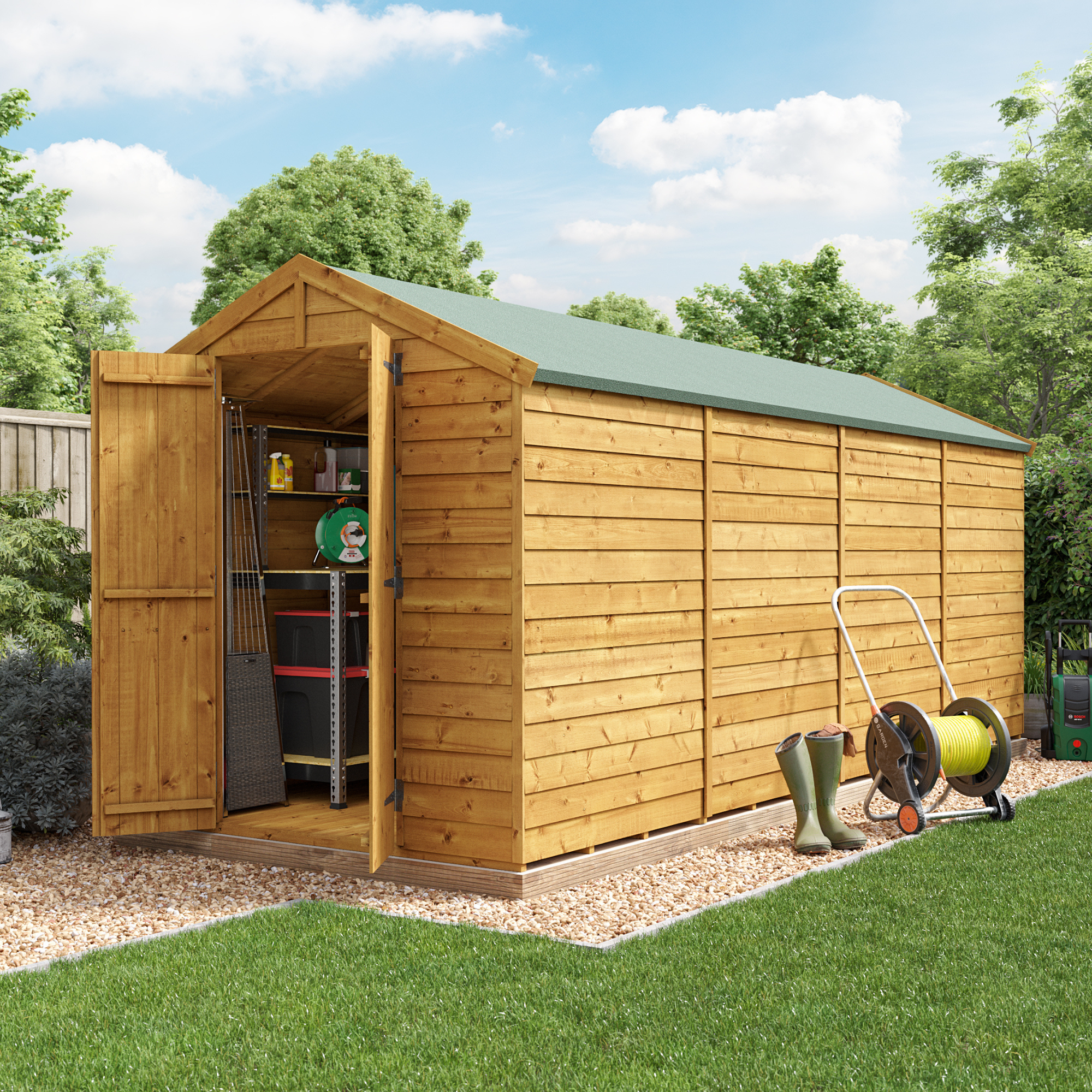 BillyOh Keeper Overlap Apex Shed - 16x6 Overlap Apex Windowless