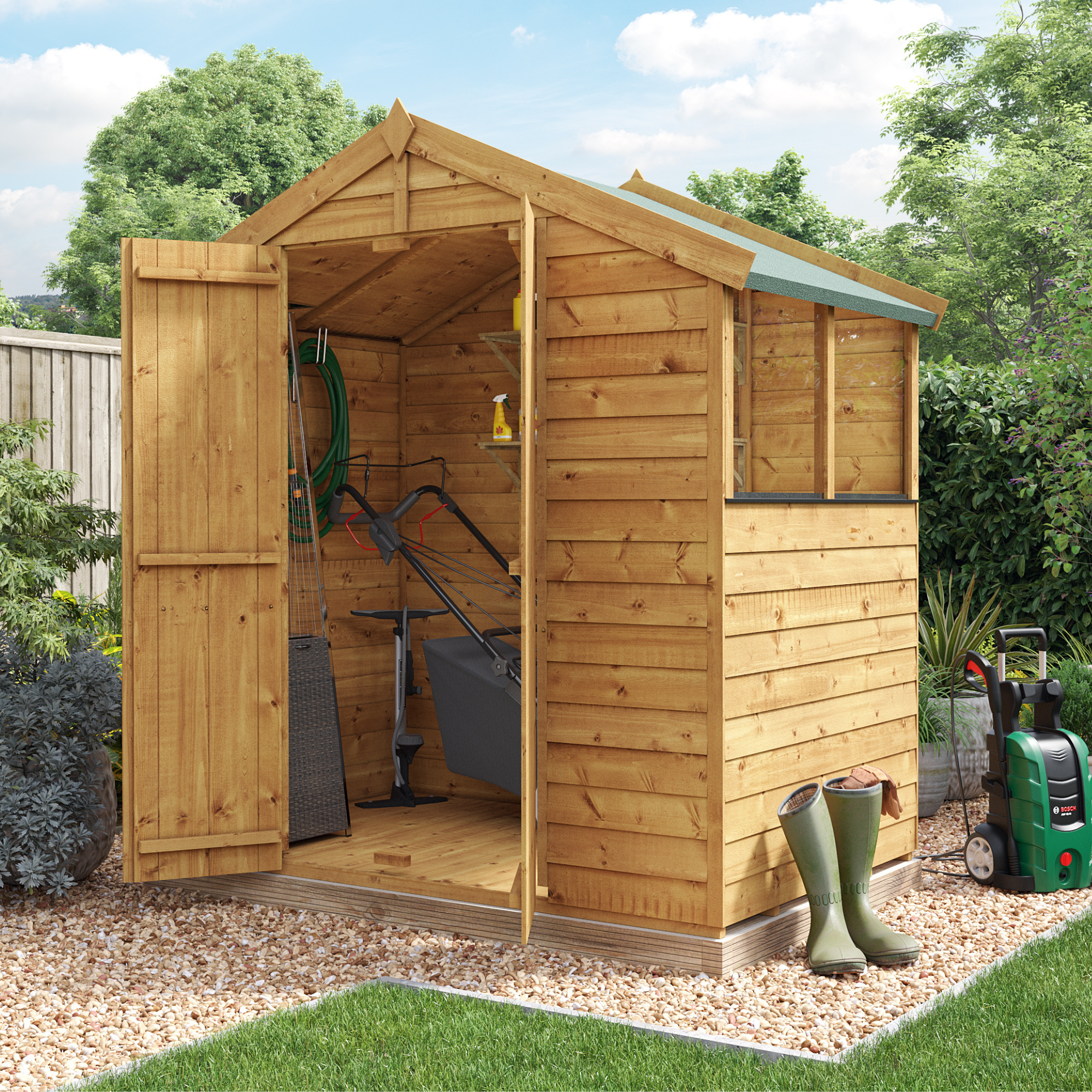 4 x 6 Shed - BillyOh Keeper Overlap Apex Wooden Shed - Windowed 4x6ft Garden Shed
