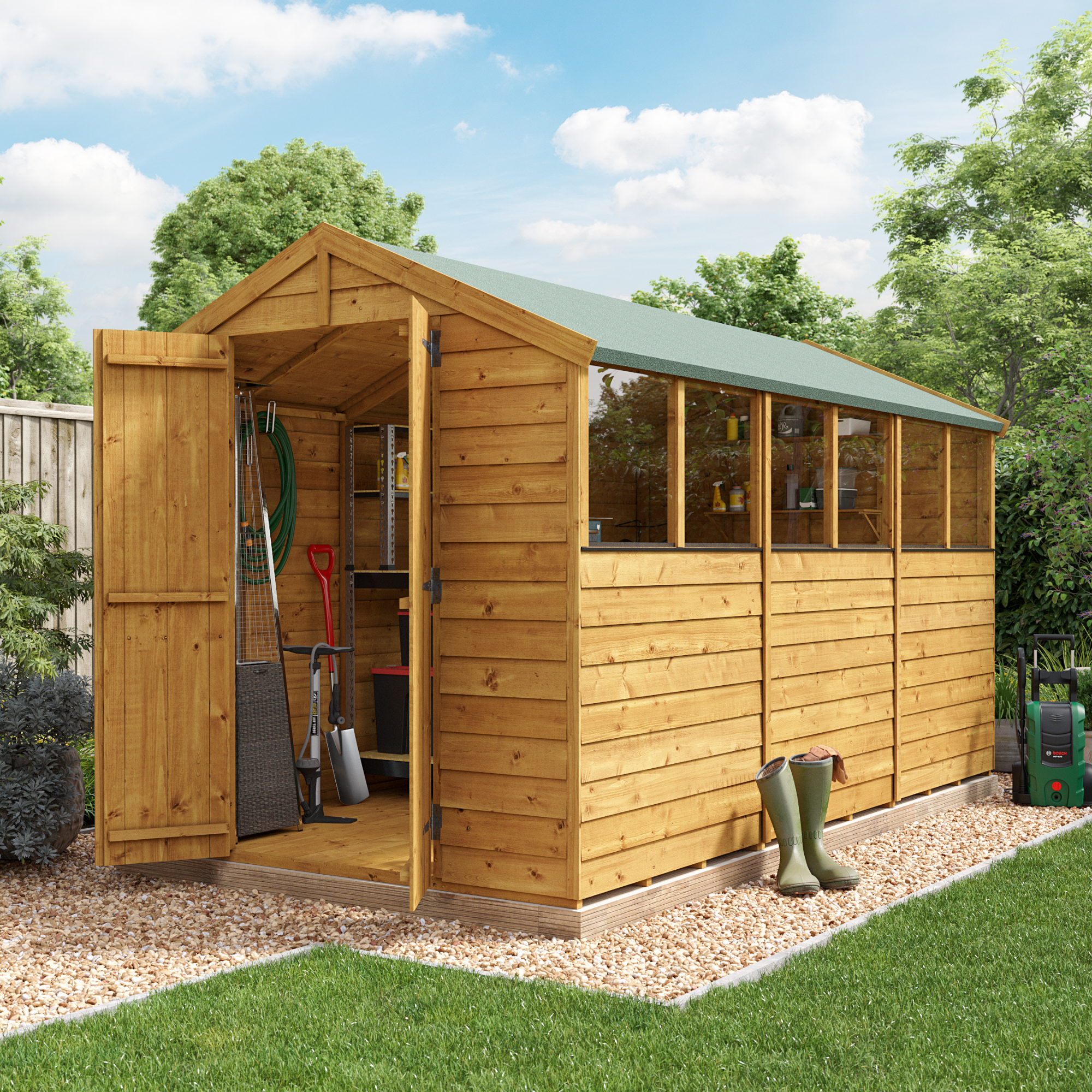 12 x 6 Shed - BillyOh Keeper Overlap Apex Wooden Shed - Windowed 12x6 Garden Shed